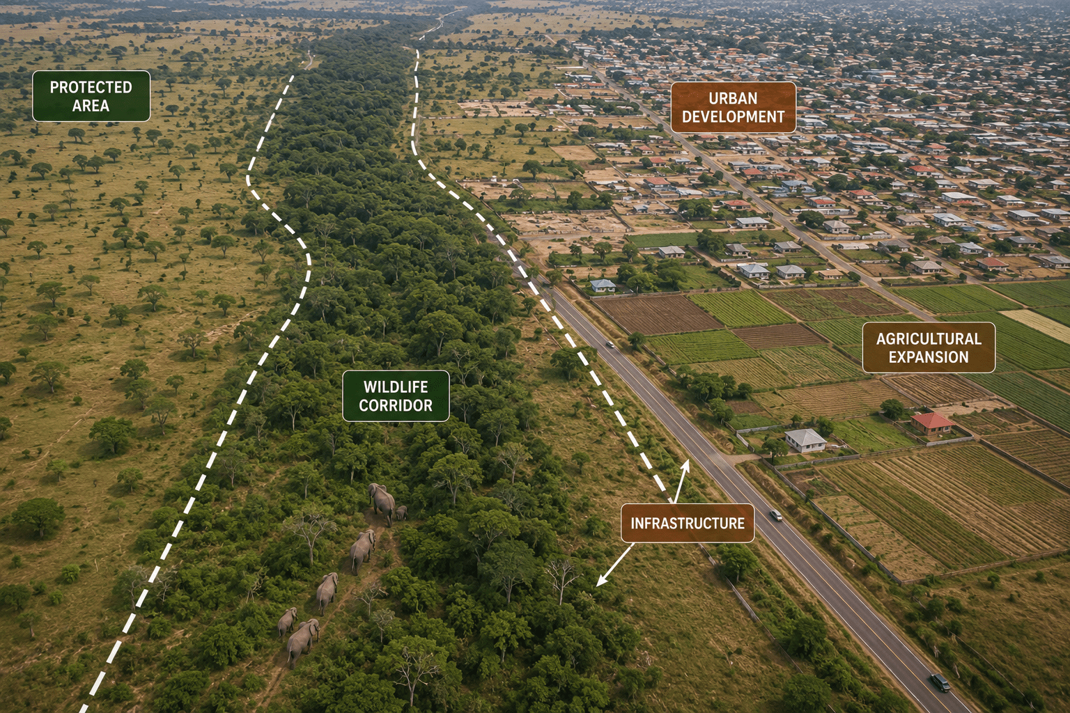 Land and Land Use Changes in Wildlife Corridors